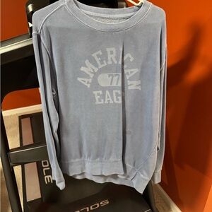 American Eagle Outfitters Blue Crewneck Sweater with Collegiate Design